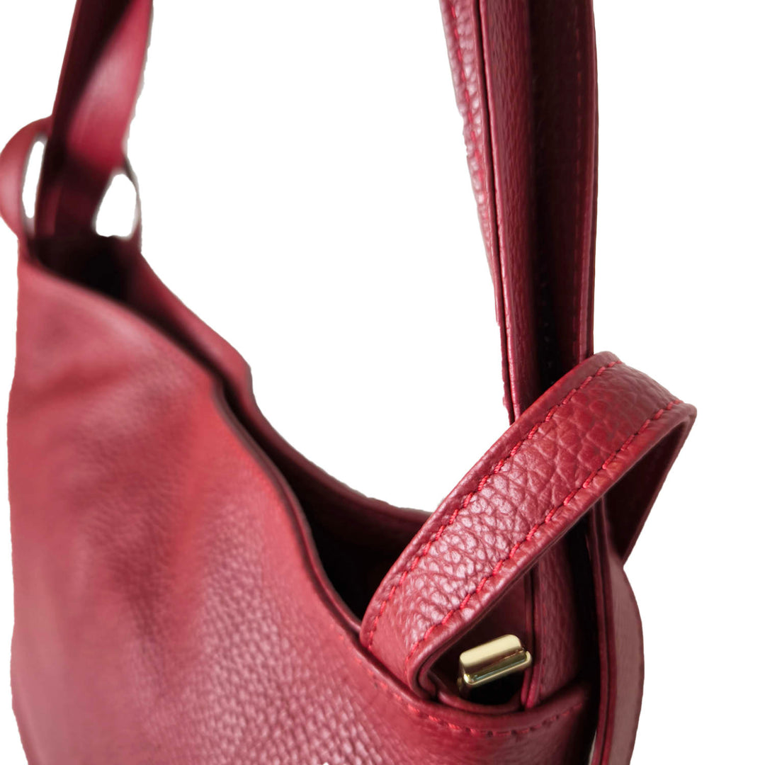 Borsa Zaino In Vera Pelle 2 In 1 Caterina - Morbida Pelle Indossabile A Spalla O Zaino Colore Nero